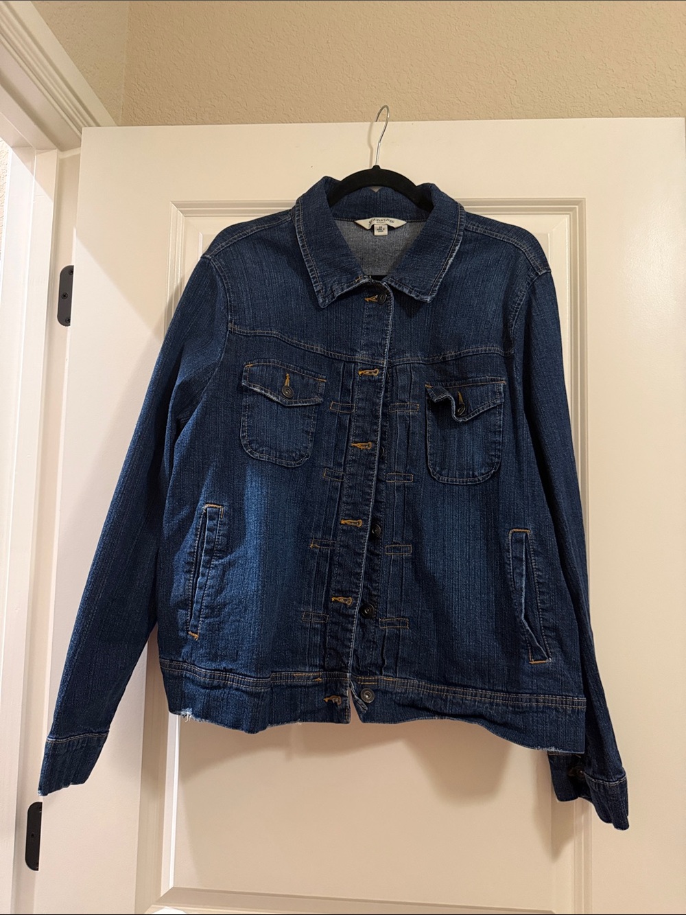 St. John's Bay Dark Blue Denim Jean Jacket- Has Stretch for a Comfy Fit!